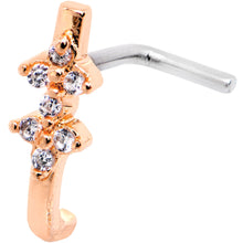Load image into Gallery viewer, 18G Clear CZ Rose Gold Tone Bling Faux Hoop L Shaped Nose Ring