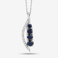 Load image into Gallery viewer, 0.40 Carat Genuine Blue Sapphire and White Diamond 14K White Gold Pendant