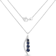 Load image into Gallery viewer, 0.40 Carat Genuine Blue Sapphire and White Diamond 14K White Gold Pendant