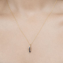 Load image into Gallery viewer, 0.40 Carat Genuine Blue Sapphire and White Diamond 14K Yellow Gold Pendant