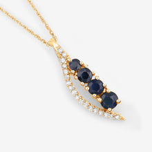 Load image into Gallery viewer, 0.40 Carat Genuine Blue Sapphire and White Diamond 14K Yellow Gold Pendant