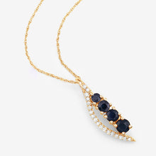 Load image into Gallery viewer, 0.40 Carat Genuine Blue Sapphire and White Diamond 14K Yellow Gold Pendant