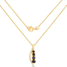 Load image into Gallery viewer, 0.40 Carat Genuine Blue Sapphire and White Diamond 14K Yellow Gold Pendant
