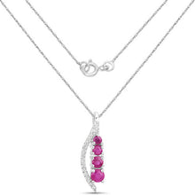 Load image into Gallery viewer, 0.43 Carat Genuine Ruby and White Diamond 14K White Gold Pendant