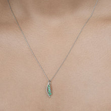 Load image into Gallery viewer, 0.34 Carat Genuine Zambian Emerald and White Diamond 14K White Gold Pendant