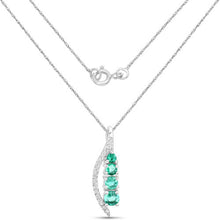 Load image into Gallery viewer, 0.34 Carat Genuine Zambian Emerald and White Diamond 14K White Gold Pendant