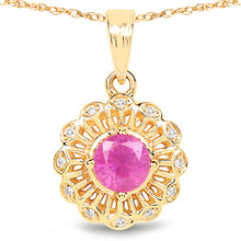 Load image into Gallery viewer, 0.59 Carat Genuine Ruby and White Diamond 14K Yellow Gold Pendant