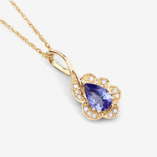 Load image into Gallery viewer, 0.40 Carat Genuine Tanzanite and White Diamond 14K Yellow Gold Pendant