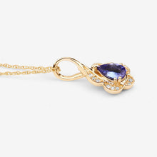 Load image into Gallery viewer, 0.40 Carat Genuine Tanzanite and White Diamond 14K Yellow Gold Pendant