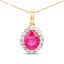 Load image into Gallery viewer, 2.56 Carat Genuine Burma Ruby and White Diamond 18K Yellow Gold Pendant