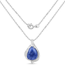 Load image into Gallery viewer, 2.39 Carat Genuine Blue Aventurine and White Topaz .925 Sterling Silver Pendant