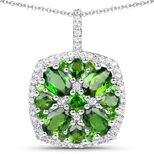 Load image into Gallery viewer, 3.25 Carat Genuine Chrome Diopside and White Zircon .925 Sterling Silver Pendant