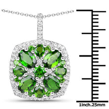 Load image into Gallery viewer, 3.25 Carat Genuine Chrome Diopside and White Zircon .925 Sterling Silver Pendant