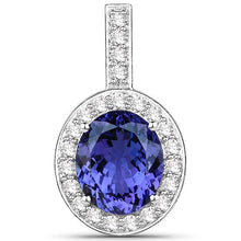 Load image into Gallery viewer, 10.15 Carat Genuine Tanzanite and White Diamond 18K White Gold Pendant