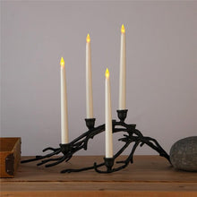 Load image into Gallery viewer, Pack of 12 Yellow Flickering Remote LED Candles Plastic Flameless Remote Taper Candles Flameless Ivory Taper Candles Flickering Battery Operated Led Warm 3D Wick Light Window Candles Real Led For Dinner Party Decoration
