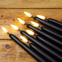 Load image into Gallery viewer, Pack of 6 Black LED Birthday Candles Flameless Taper Candles LED Taper Candles Led Candle Lights Flickering Candles For Halloween Christmas Yellow/Warm White Plastic Flameless Flickering Battery Operated LED Halloween Candles