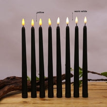 Load image into Gallery viewer, Pack of 6 Black LED Birthday Candles Flameless Taper Candles LED Taper Candles Led Candle Lights Flickering Candles For Halloween Christmas Yellow/Warm White Plastic Flameless Flickering Battery Operated LED Halloween Candles