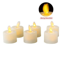 Load image into Gallery viewer, Pack of 6 or 12 Remote or Not Remote Flameless Battery Candles Realistic and Bright Flickering Bulb Battery Operated Flameless LED Tea Light Ideal for Parties Weddings Birthdays Hollween Gift Realistic and Bright Flickering Fake Dancing Flame Tea lights