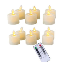 Load image into Gallery viewer, Pack of 6 or 12 Remote or Not Remote Flameless Battery Candles Realistic and Bright Flickering Bulb Battery Operated Flameless LED Tea Light Ideal for Parties Weddings Birthdays Hollween Gift Realistic and Bright Flickering Fake Dancing Flame Tea lights