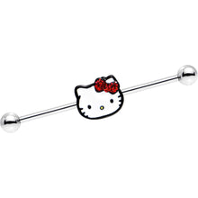 Load image into Gallery viewer, 14G Licensed Hello Kitty Cat Red Bow Industrial Barbell 38mm