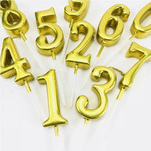 Load image into Gallery viewer, Party Decoration Golden Candles Number Home Cake Birthday Wedding Supplies Birthday Number Candles Cake Numeral Candles Number 0-9 Cake Topper Decoration for Birthday Wedding Reunion Theme Party