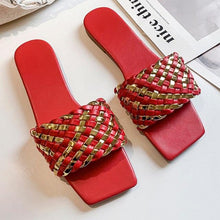 Load image into Gallery viewer, Party Luxury Ladies Slippers Charm Design Open-Toe Beach Flat Sandals Casual Flip Flops Women Shoes Flat Sandals Slip On Slide Sandals Leather Strap Flat Sandals