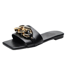 Load image into Gallery viewer, Party Luxury Ladies Slippers Charm Design Open-Toe Beach Flat Sandals Casual Flip Flops Women Shoes Flat Sandals Slip On Slide Sandals Leather Strap Flat Sandals