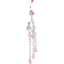 Load image into Gallery viewer, Pink Gem Prepare To Stare Sleek Curves Dangle Belly Ring