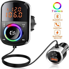 Load image into Gallery viewer, PD18W and QC3.0 Bluetooth 5.0 Car Radio Adapter Dual Fast Charging Port Wireless FM Audio Hands Free Car Kit Receiver