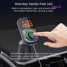 Load image into Gallery viewer, PD18W and QC3.0 Bluetooth 5.0 Car Radio Adapter Dual Fast Charging Port Wireless FM Audio Hands Free Car Kit Receiver