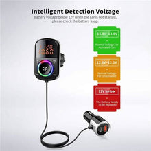 Load image into Gallery viewer, PD18W and QC3.0 Bluetooth 5.0 Car Radio Adapter Dual Fast Charging Port Wireless FM Audio Hands Free Car Kit Receiver
