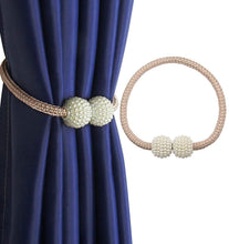 Load image into Gallery viewer, Pearl Magnetic Curtain Clip Tieback Home Decor Buckle Curtain Holder Hanging Ball Rope Straps Holdbacks Room Accessories Strong Magnetic Curtain Tiebacks Pearl Decorative Rope Window Holdbacks For Drapes Home Office