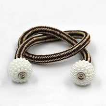 Load image into Gallery viewer, Pearl Magnetic Curtain Clip Tieback Home Decor Buckle Curtain Holder Hanging Ball Rope Straps Holdbacks Room Accessories Strong Magnetic Curtain Tiebacks Pearl Decorative Rope Window Holdbacks For Drapes Home Office