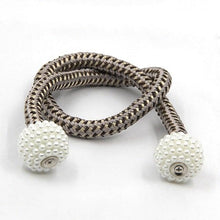 Load image into Gallery viewer, Pearl Magnetic Curtain Clip Tieback Home Decor Buckle Curtain Holder Hanging Ball Rope Straps Holdbacks Room Accessories Strong Magnetic Curtain Tiebacks Pearl Decorative Rope Window Holdbacks For Drapes Home Office