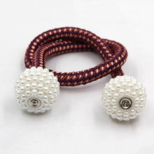 Load image into Gallery viewer, Pearl Magnetic Curtain Clip Tieback Home Decor Buckle Curtain Holder Hanging Ball Rope Straps Holdbacks Room Accessories Strong Magnetic Curtain Tiebacks Pearl Decorative Rope Window Holdbacks For Drapes Home Office