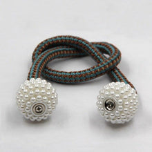 Load image into Gallery viewer, Pearl Magnetic Curtain Clip Tieback Home Decor Buckle Curtain Holder Hanging Ball Rope Straps Holdbacks Room Accessories Strong Magnetic Curtain Tiebacks Pearl Decorative Rope Window Holdbacks For Drapes Home Office