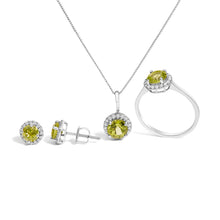 Load image into Gallery viewer, 10K White Gold Purple Amethyst and 3/8 Cttw Diamond Halo Jewelry Set (Earrings, Pendant & Ring)