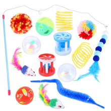 Load image into Gallery viewer, Pets Cat Toys Mouse Shape Balls Shapes Cat Interactive Pet Toys Assortments Foldable Rainbow Tunnel Cat Feather Interactive Feather Toy Fluffy Mouse Cat Love New Pet Toy Funny Cat Stick Mouse Supplies Value Bundle
