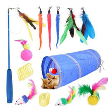Load image into Gallery viewer, Pets Cat Toys Mouse Shape Balls Shapes Cat Interactive Pet Toys Assortments Foldable Rainbow Tunnel Cat Feather Interactive Feather Toy Fluffy Mouse Cat Love New Pet Toy Funny Cat Stick Mouse Supplies Value Bundle