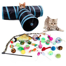 Load image into Gallery viewer, Pets Cat Toys Mouse Shape Balls Shapes Cat Interactive Pet Toys Assortments Foldable Rainbow Tunnel Cat Feather Interactive Feather Toy Fluffy Mouse Cat Love New Pet Toy Funny Cat Stick Mouse Supplies Value Bundle