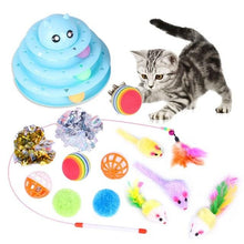 Load image into Gallery viewer, Pets Cat Toys Mouse Shape Balls Shapes Cat Interactive Pet Toys Assortments Foldable Rainbow Tunnel Cat Feather Interactive Feather Toy Fluffy Mouse Cat Love New Pet Toy Funny Cat Stick Mouse Supplies Value Bundle