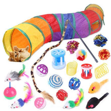 Load image into Gallery viewer, Pets Cat Toys Mouse Shape Balls Shapes Cat Interactive Pet Toys Assortments Foldable Rainbow Tunnel Cat Feather Interactive Feather Toy Fluffy Mouse Cat Love New Pet Toy Funny Cat Stick Mouse Supplies Value Bundle