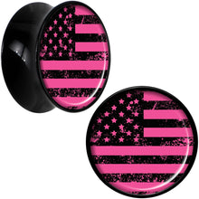 Load image into Gallery viewer, Black Acrylic Pink American Flag Saddle Plug Set 20mm