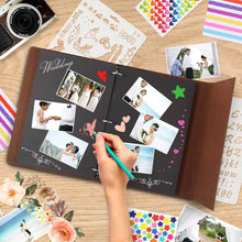 Load image into Gallery viewer, Photo Album Vintage Leather with Black Page DIY Scrapbook Album Photo Sticker Paper Photo Album Scrapbook Paper Baby Family Scrapbook Albums Christmas Birthday Wedding Valentines Gift