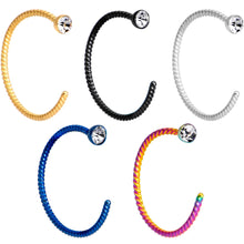 Load image into Gallery viewer, 20G 3/8 Clear Gem Rainbow Pack Set of 5 Twisted Nose Hoop Rings