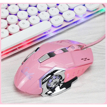Load image into Gallery viewer, Pink Girly Gaming Mouse 3200DPI Backlight Adjustable 4 Level DPI Wired Women's Mice For Gamers