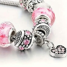 Load image into Gallery viewer, Pink Heart-Shaped Pendant Bracelet