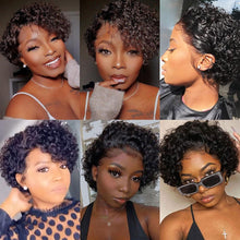 Load image into Gallery viewer, Pixie Cut Wig Human Hair Curly Human Hair Wigs Short Curly Bob Wigs For Women Human Hair Full Machine Wig Human Hair Wigs For Black Women Gifts for Girlfriends