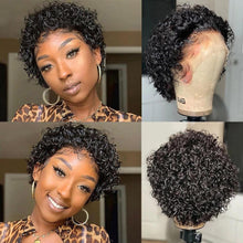 Load image into Gallery viewer, Pixie Cut Wig Short Bob Curly Lace Frontal Human Hair Wig Transparent Lace Wig For Women Deep Wave Human Hair Wigs For Black Women Gifts for Girlfriends