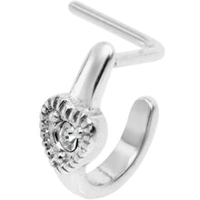 Load image into Gallery viewer, 20G Clear Gem Steel Heart Faux Hoop L Shaped Nose Ring